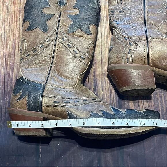 Laredo Porter Men's Tan Leather Western Boots Snip Toe Size 8D - Picture 9 of 9